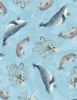 Paradise Bay Fabric | Sea Creatures Light Blue