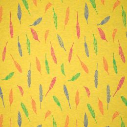 Jersey Cotton Fabric | Melange Feathers Yellow