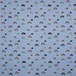 Jersey Cotton Rich Fabric | Rainbows Light Blue