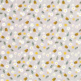 Cotton Print Fabric | Bee Garden Silver