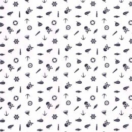 Cotton Print Fabric | Sail Away - Sea Notions White