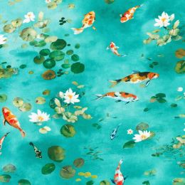 Robert Kaufman Fabric | Lotus and Koi 22606-70