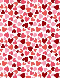 Happy Hearts Fabric | Packed Hearts White