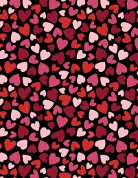 Happy Hearts Fabric | Packed Hearts Black