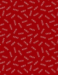 Happy Hearts Fabric | Xs & Os Red
