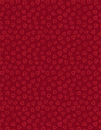 Happy Hearts Fabric | Heart Outlines Red