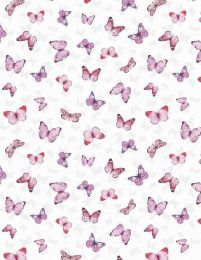 Blush Garden Fabric | Butterfly White