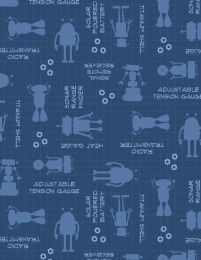 Alpha-Bots Fabric | Robots & Words Navy