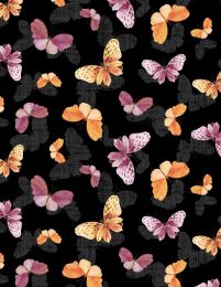 Botanical Magic Fabric | Butterfly Toss Black