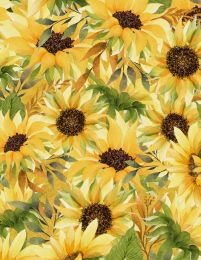 Autumn Sun Fabric | Packed Sunflowers Yellow