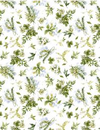 Among The Branches Fabric | Foilage All Over White