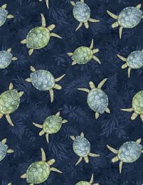 Paradise Bay Fabric | Turtles Toss Navy