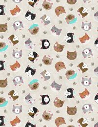 Purrfect Partners Fabric | Cat Toss Cream