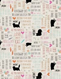 Purrfect Partners Fabric | Word Toss Cream