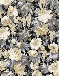 Lockwood Manor Fabric | Packed Floral Black