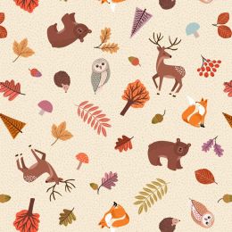 Nature Trail Lewis & Irene Fabric | Nature Trail Creatures Warm Cream