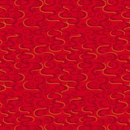 Year Of The Dragon Lewis & Irene Fabric | Dragon On Swirl Red, Metallic