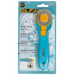 45mm Olfa Rotary Cutter - Aqua | Quick Blade Change & Comfort Handle