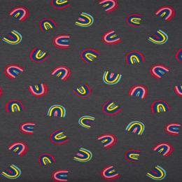 Jersey Cotton Fabric | Rainbows Brights Grey