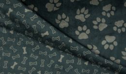 Double Sided Supersoft Fleece | Paw - Bones Grey