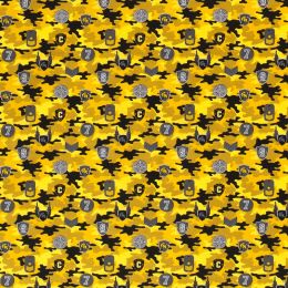 Cotton Print Fabric | Camouflage Badges Yellow