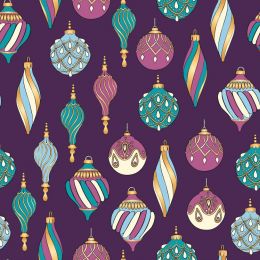 Stitch It, Festive Peacock Fabric | Baubles Purple