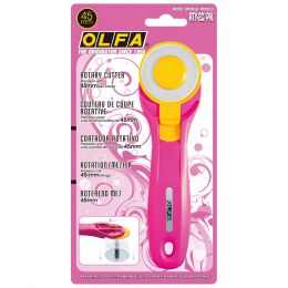 45mm Olfa Rotary Cutter - Pink | Quick Blade Change & Comfort Handle