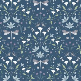 Cassandra Connolly Water Garden Fabric | Graceful Reflections Nacy Blue