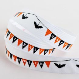 Happy Halloween Bunting Grosgrain Ribbon | 16mm x 5m Roll