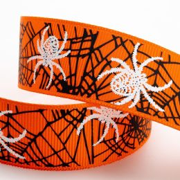 Spiders Web Halloween Grosgrain Ribbon | 25mm x 5m Roll