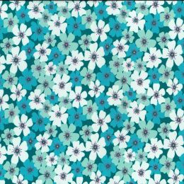 21w Needlecord Fabric | Floral Turquoise