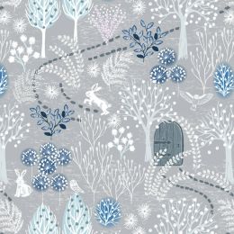 Secret Winter Garden Flannel Lewis & Irene | Secret Garden Frosty Grey