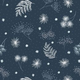 Secret Winter Garden Flannel Lewis & Irene | Frosted Garden Dark Blue