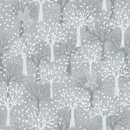 Secret Winter Garden Flannel Lewis & Irene | Owl Orchard Light Grey